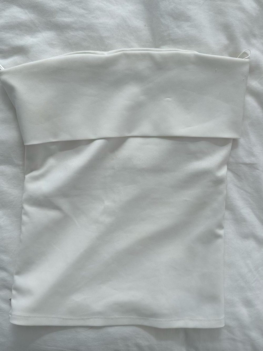 Zara White Strapless Fold-Over Tube Top